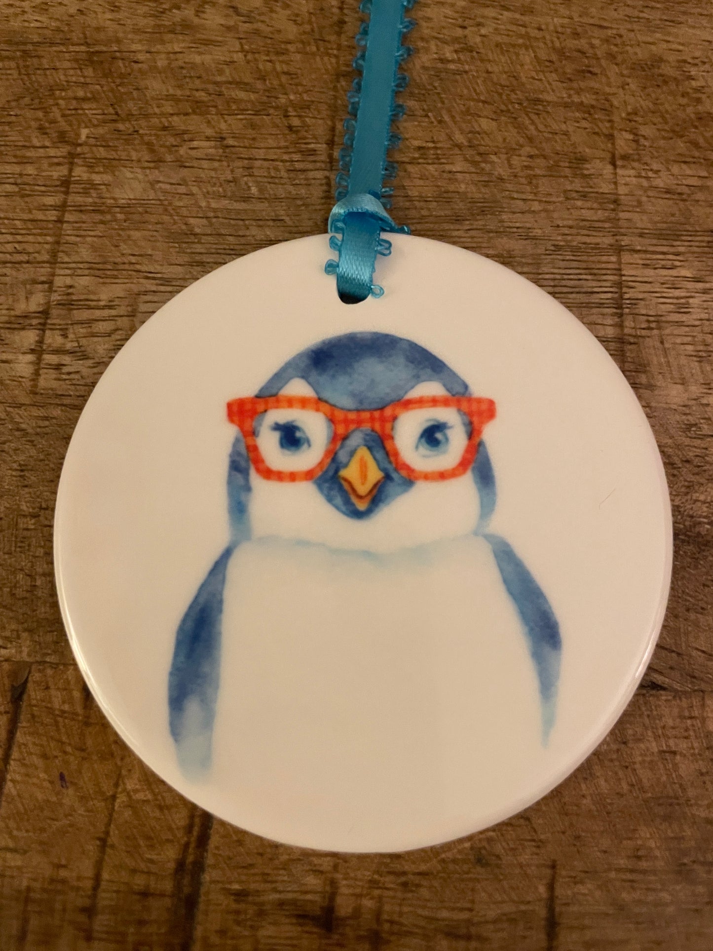 Holiday Penguin in Glasses Ornament