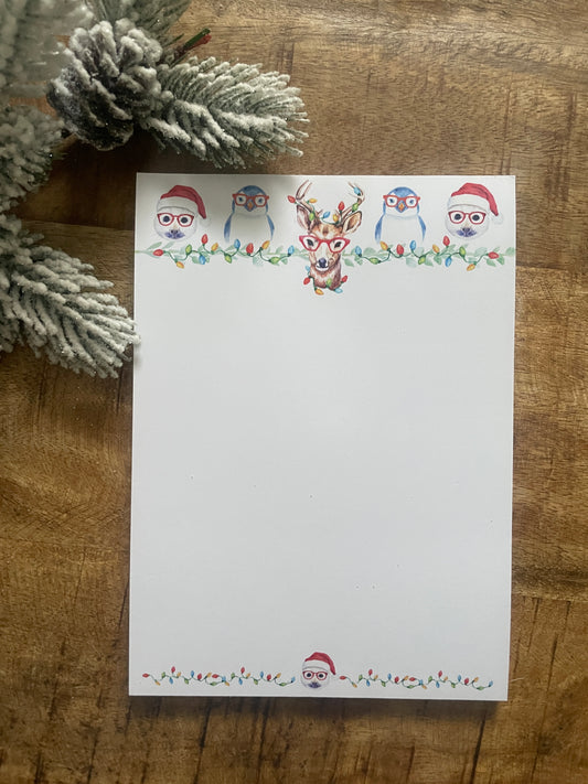 Holiday Animals in Glasses Notepad