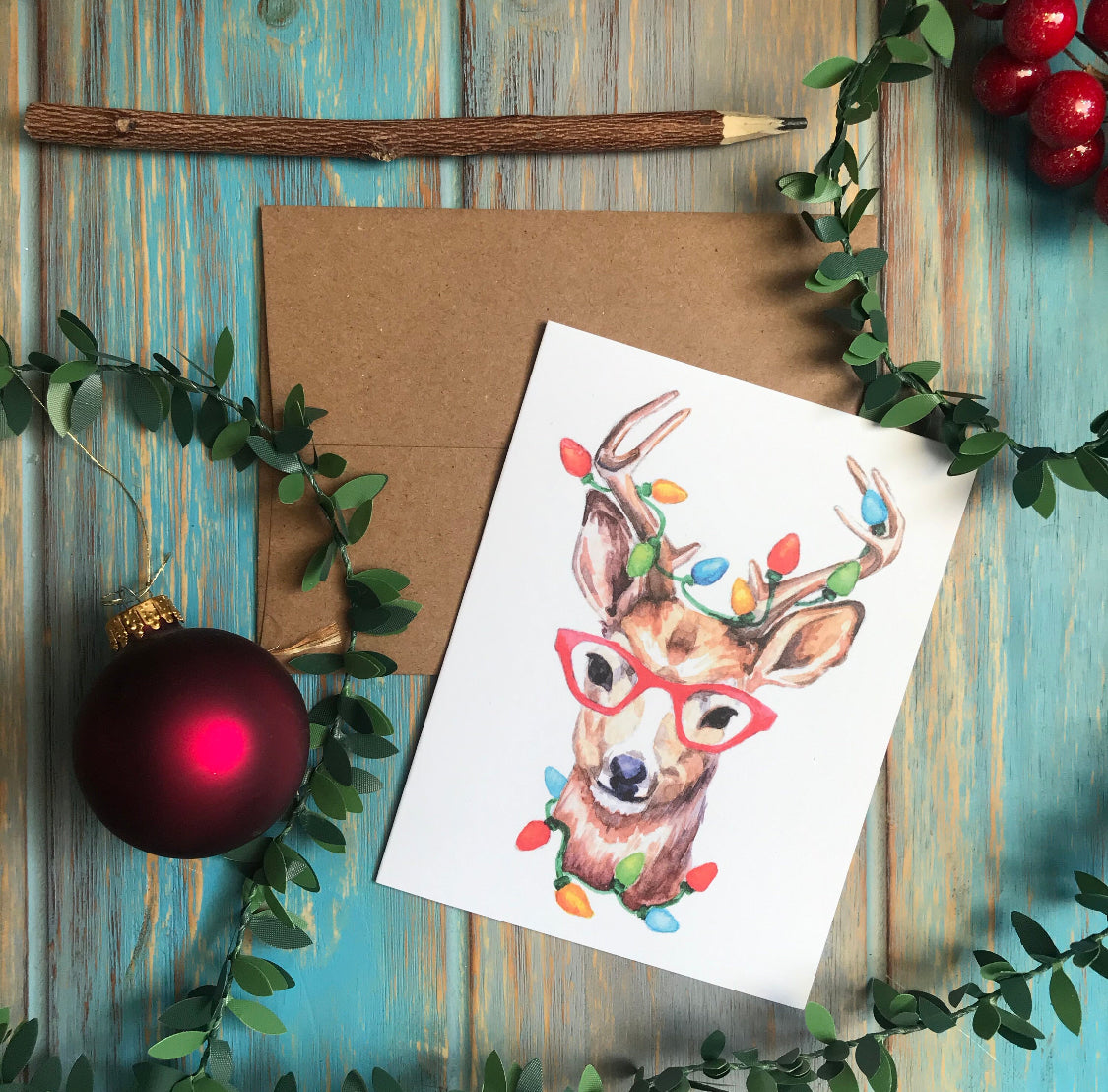 Reindeer in Glasses Note Card Set
