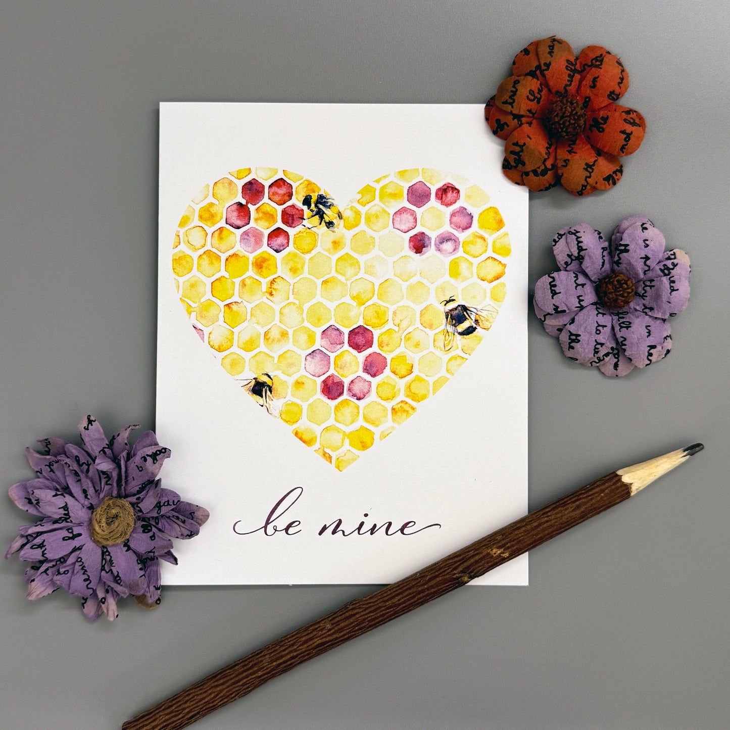 Be Mine Honeycomb Heart Card