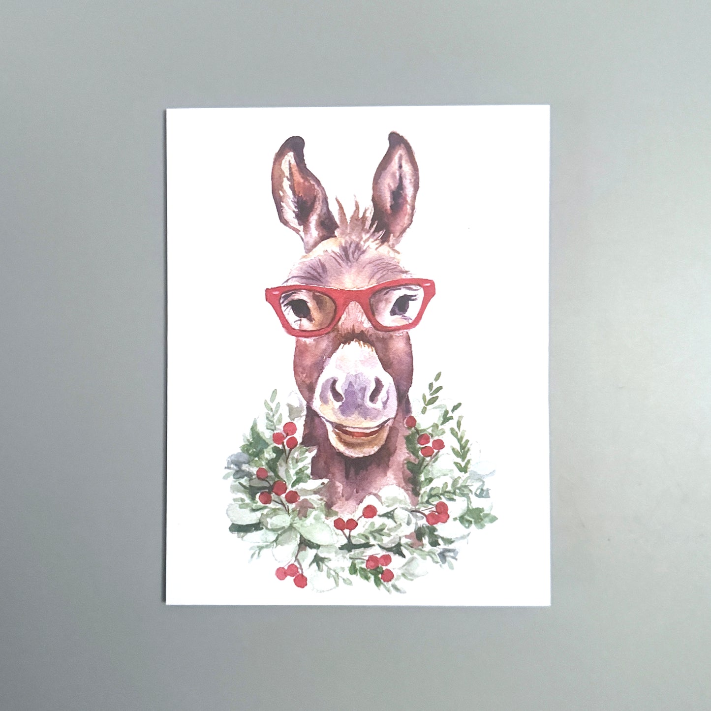 Holiday Donkey in Glasses Note Card Set