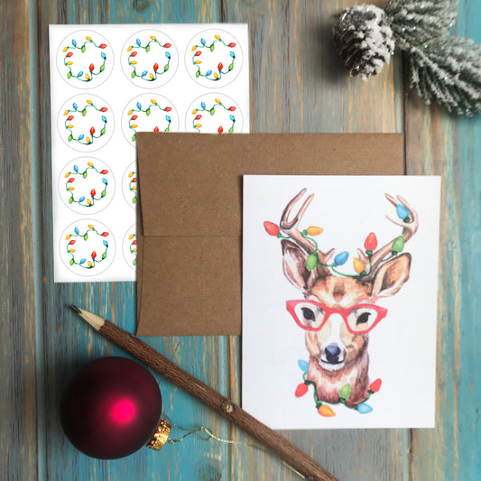 Reindeer in Glasses Note Card Set
