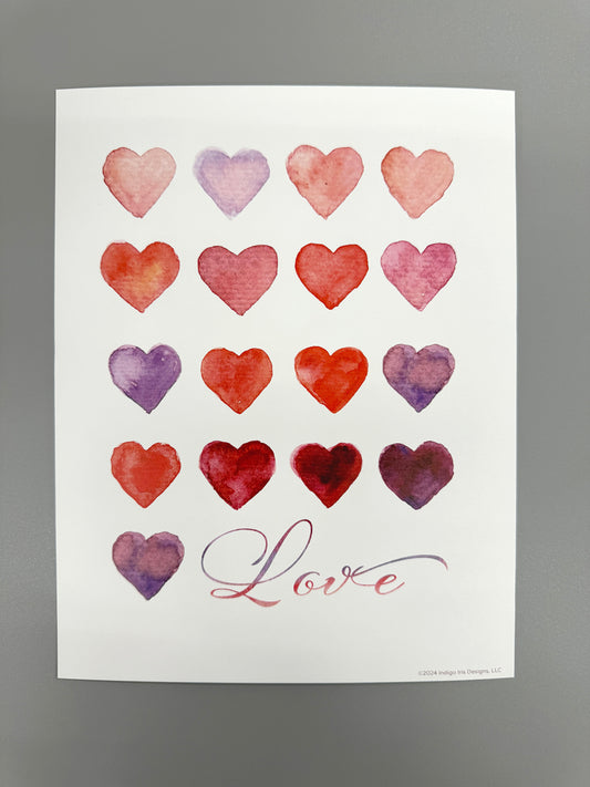 Love Multi-Hearts Print