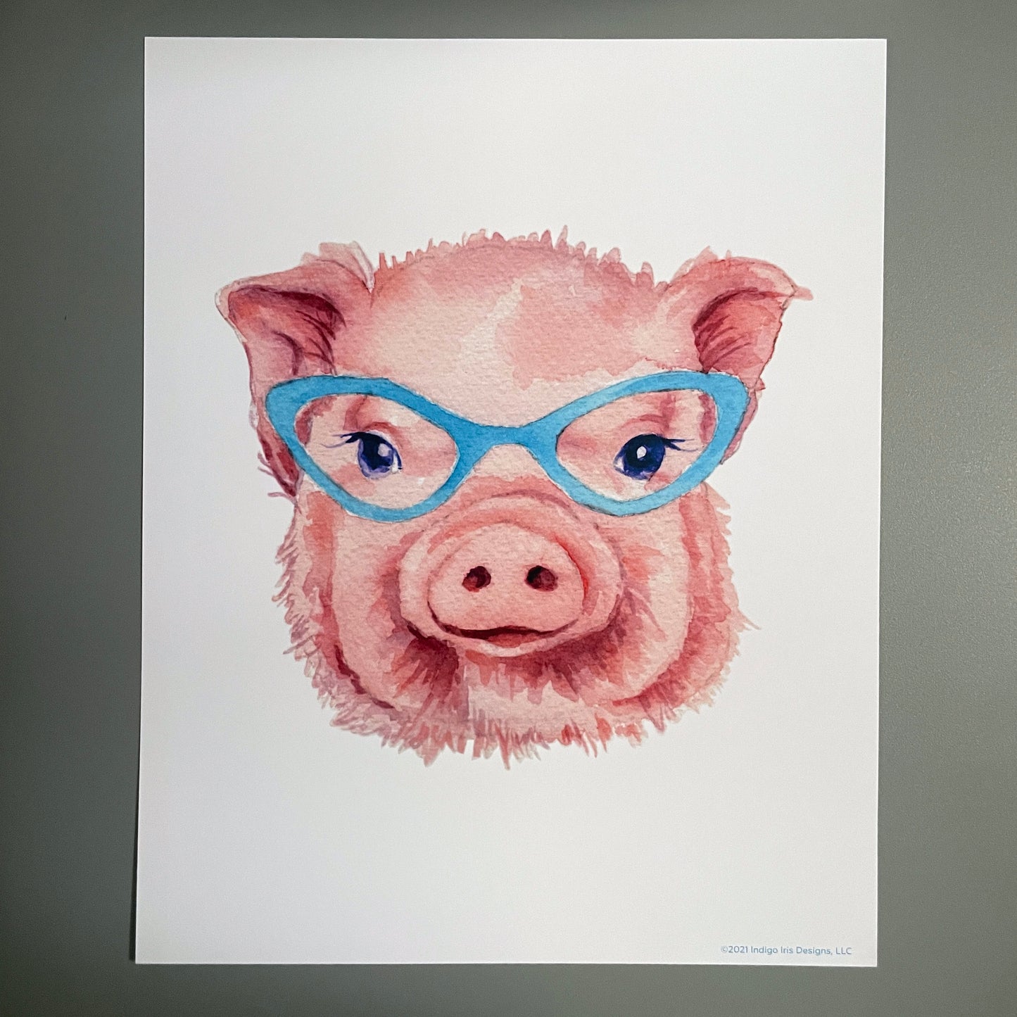 Piglet in Glasses Print