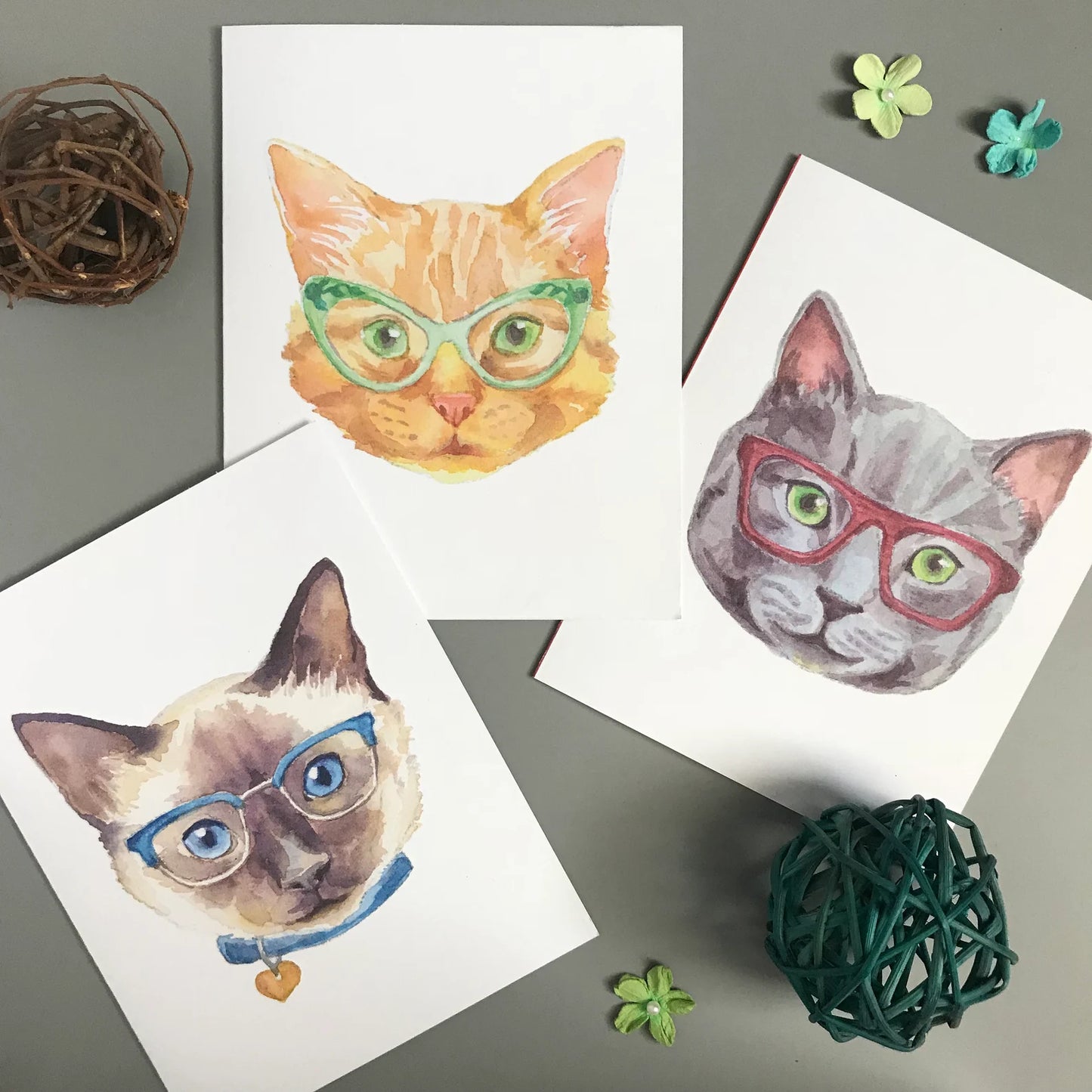 Cats in Glasses Note Card Set