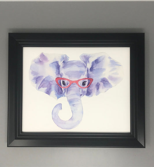 Elephant in Glasses Print