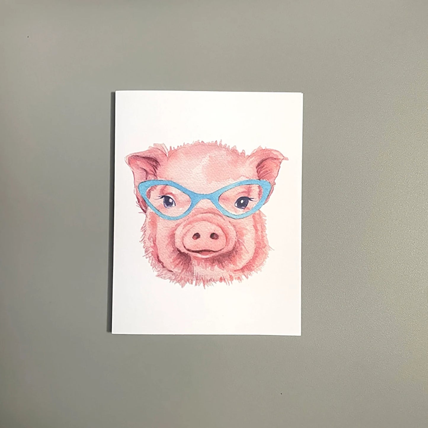 Piglet in Glasses Note Card Set