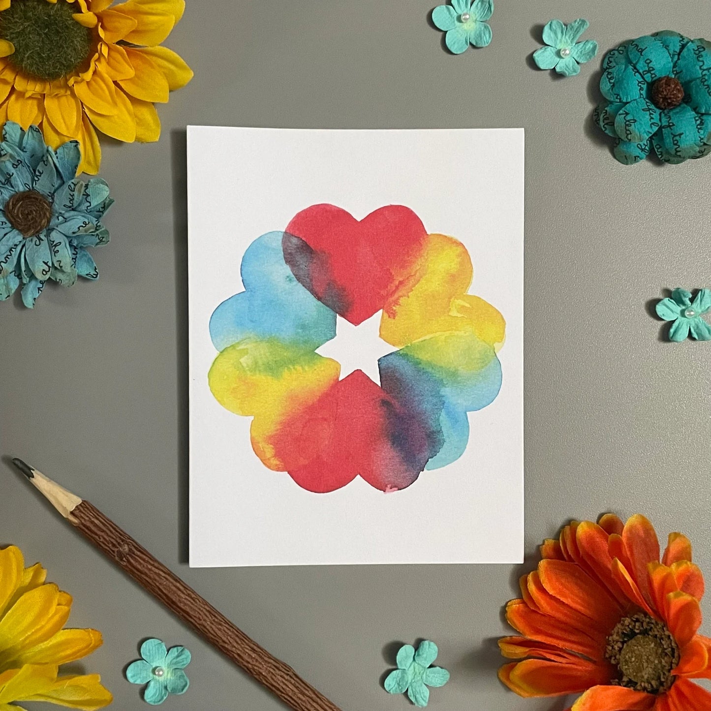 Love Rainbow Hearts Note Card Set