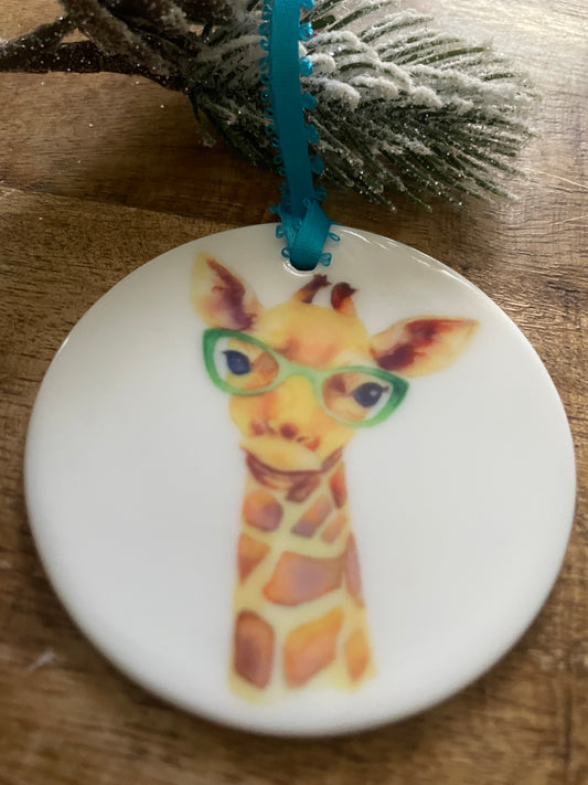 Giraffe in Glasses Ornament