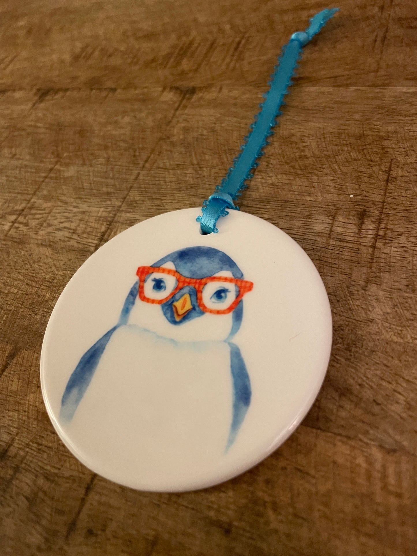 Holiday Penguin in Glasses Ornament