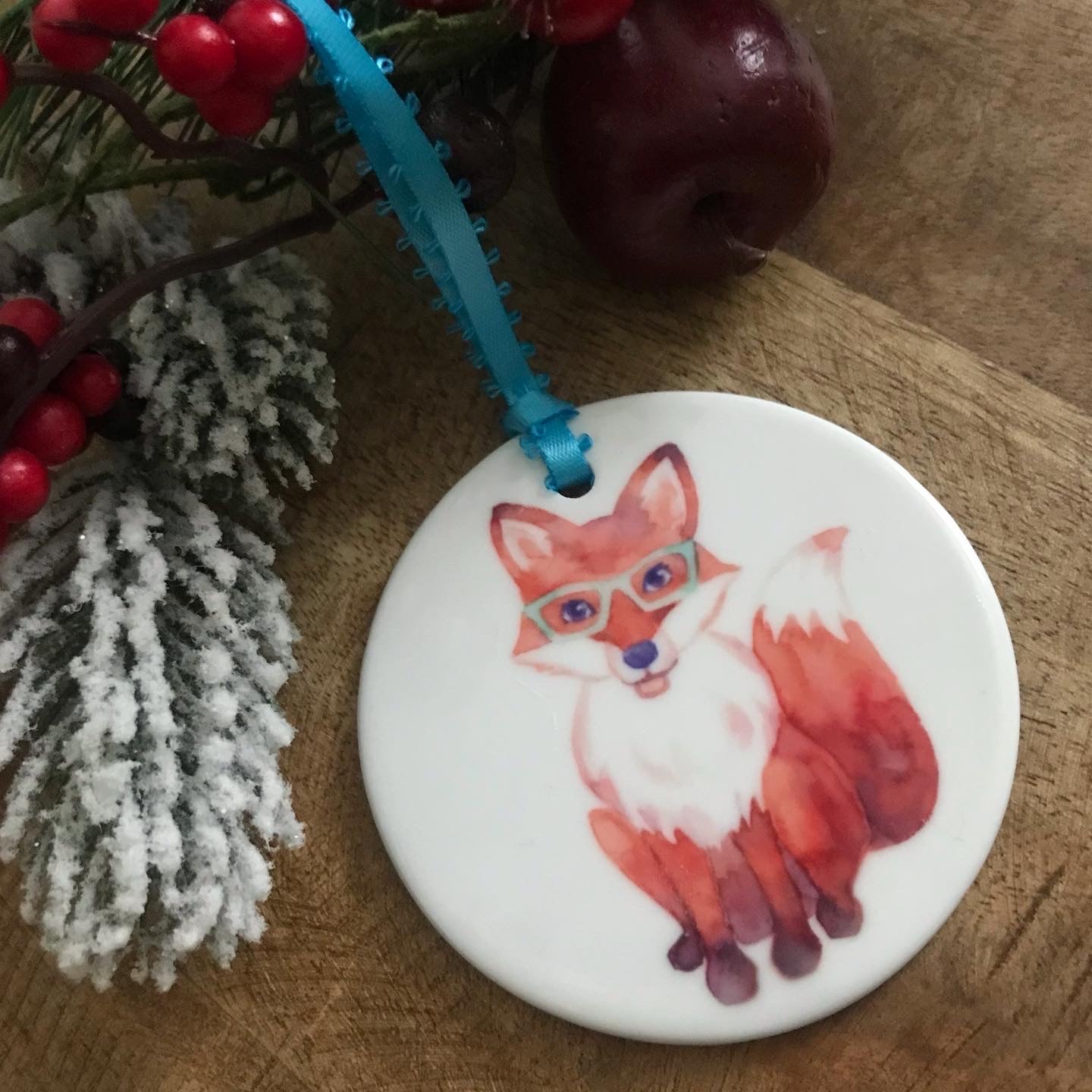 Fox in Glasses Ornament
