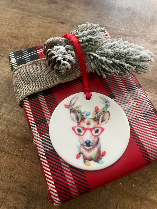 Reindeer in Glasses Ornament