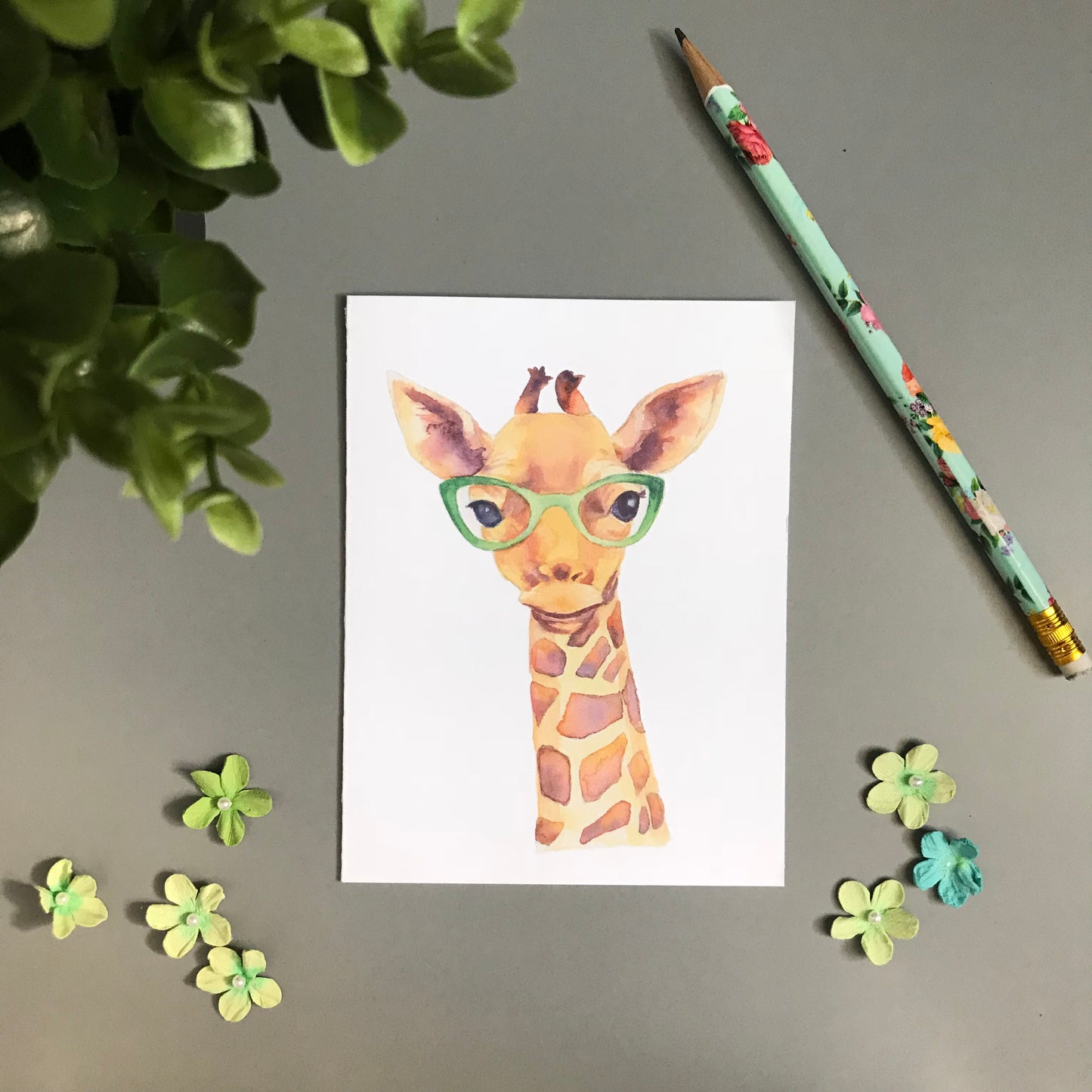 Giraffe in Glasses Note Card Set