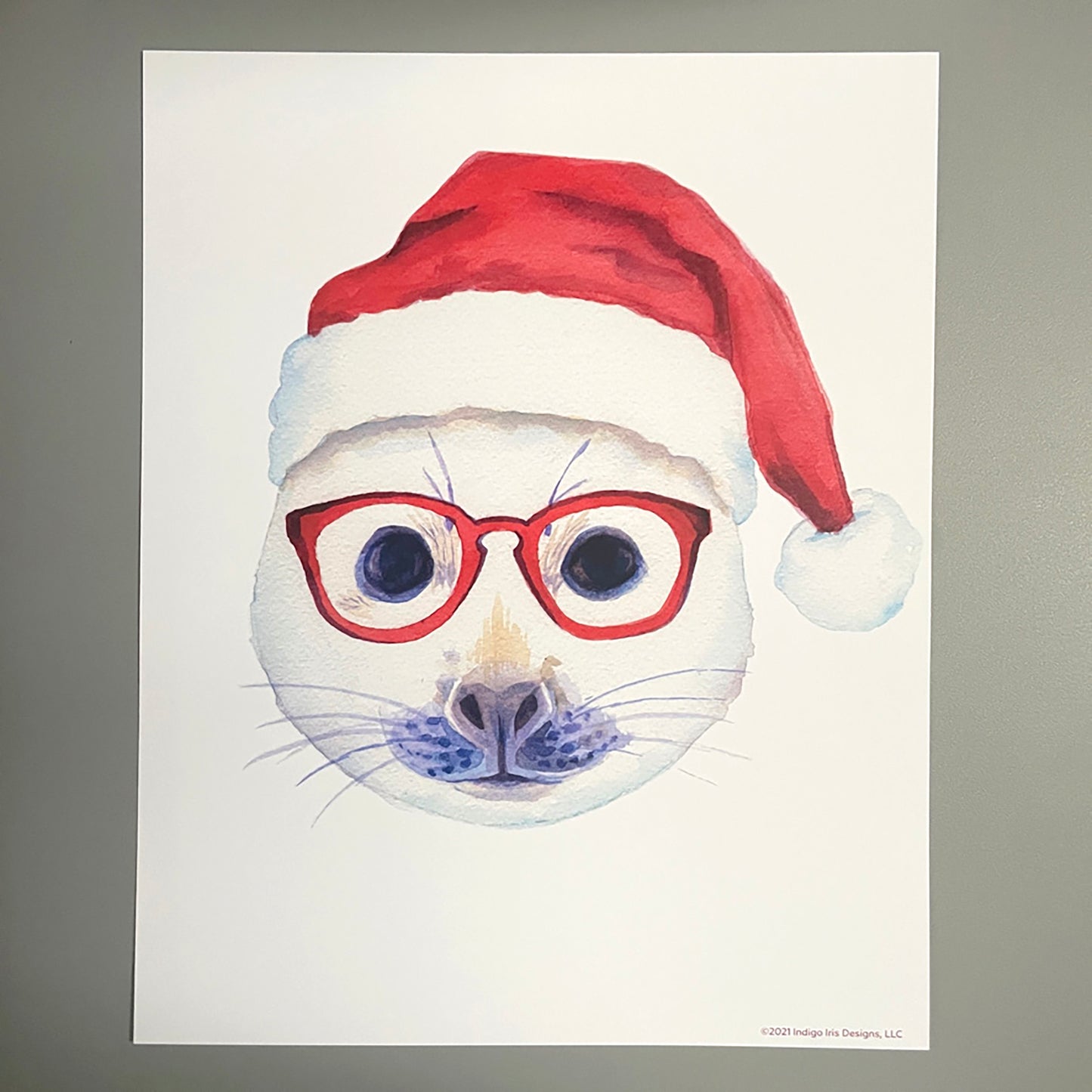 Holiday Seal in Glasses Print