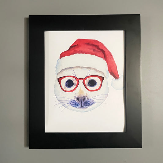 Holiday Seal in Glasses Print