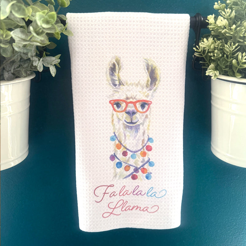 Fa la la la LLama in Glasses Towel
