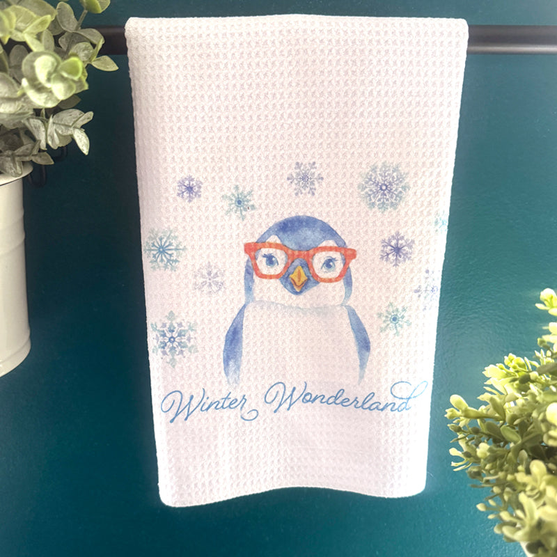 Winter Wonderland Penguin in Glasses Towel