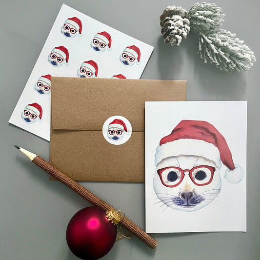 Holiday Seal in Glasses Card Set