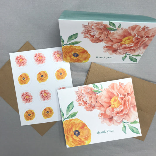 Floral Thank You Note Card Set