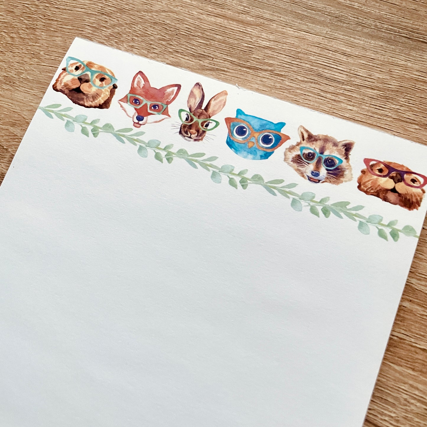 Woodland Creatures in Glasses Notepad
