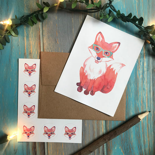Fox in Glasses Note Card Set