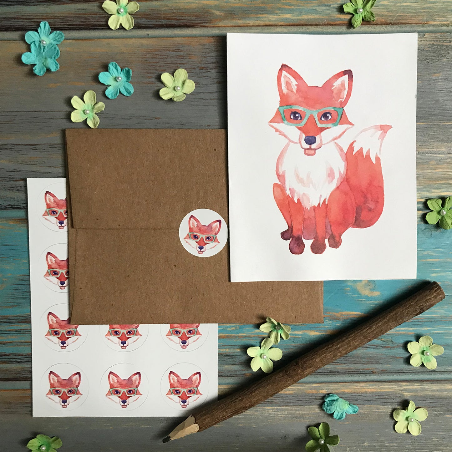 Fox in Glasses Note Card Set