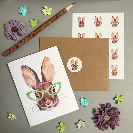 Bunny in Glasses Note Card Set