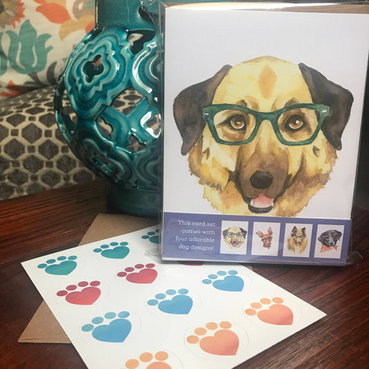 Dogs in Glasses Note Card Set