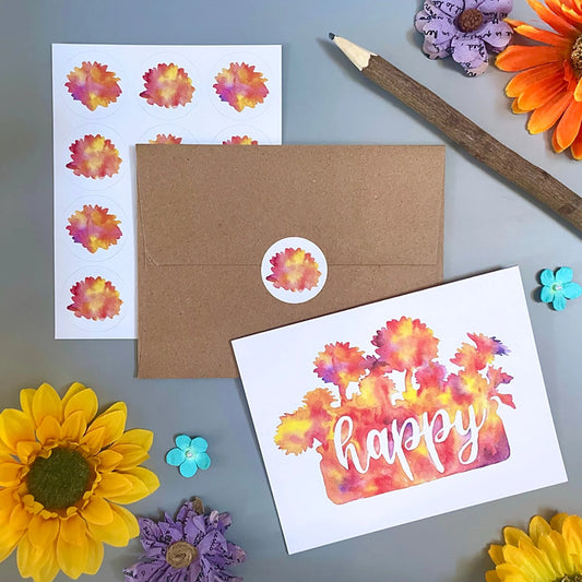 Happy Flowers Note Card Set