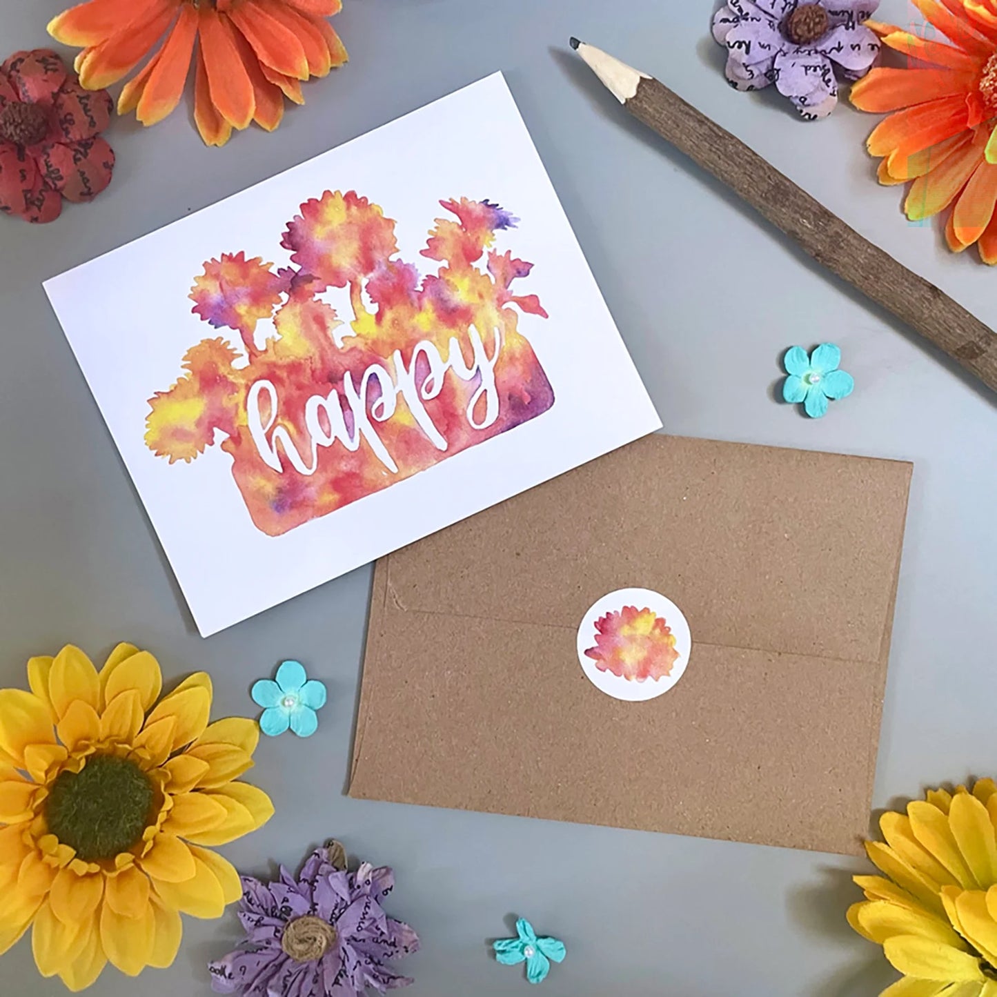 Happy Flowers Note Card Set