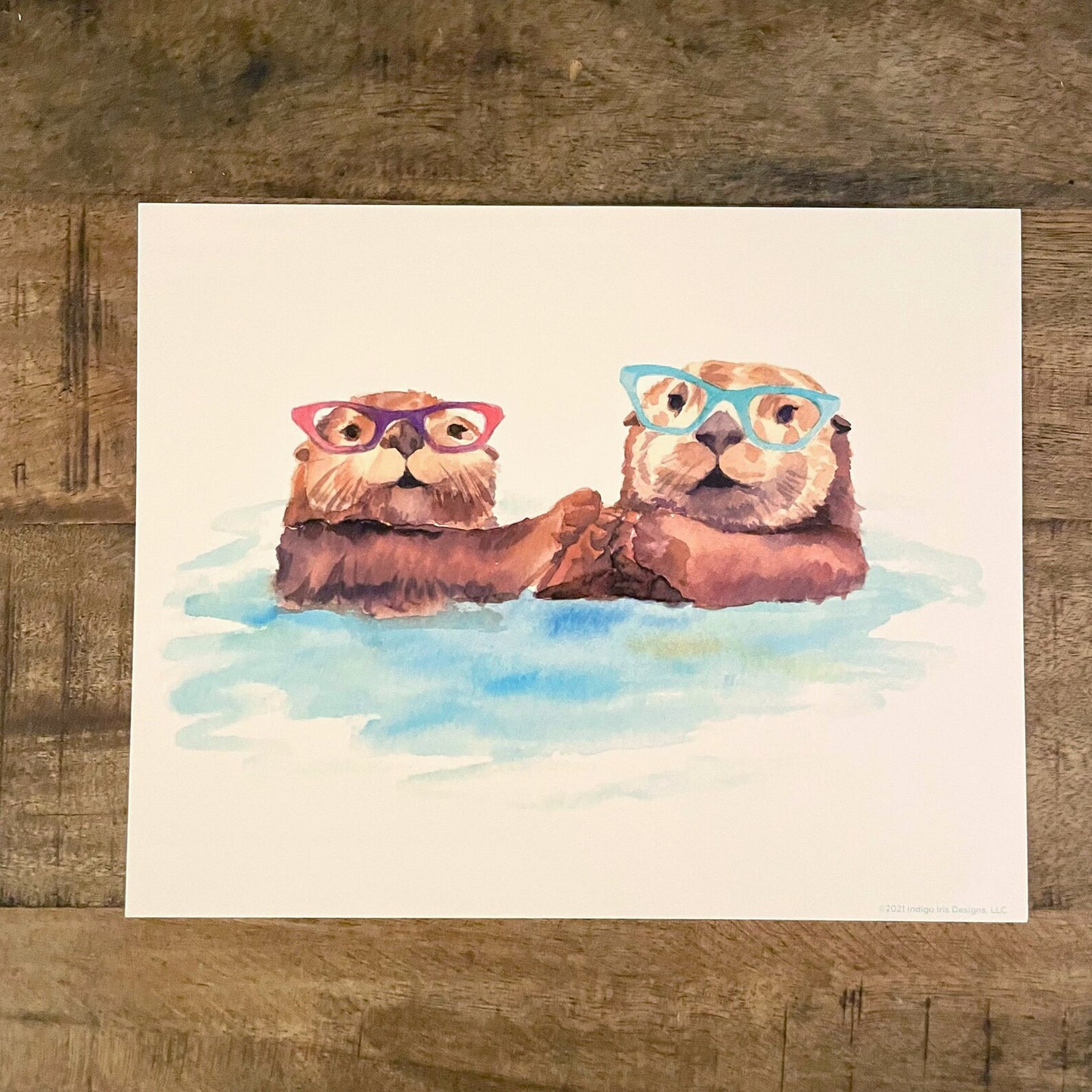 Otters in Glasses Print