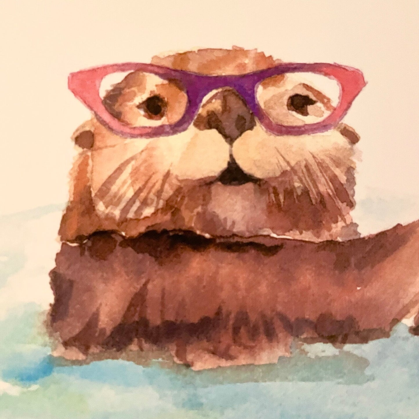 Otters in Glasses Print